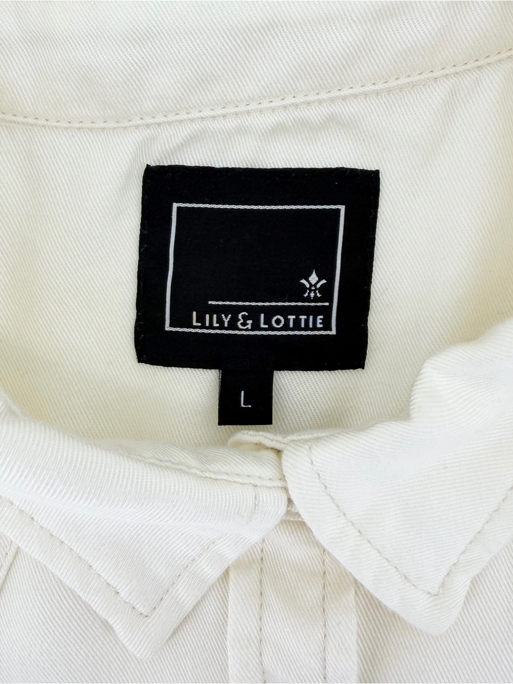 Lily & Lottie Cream Western Pearl Snap Shirt Women’s Large Long Sleeve Rodeo - Picture 5 of 8